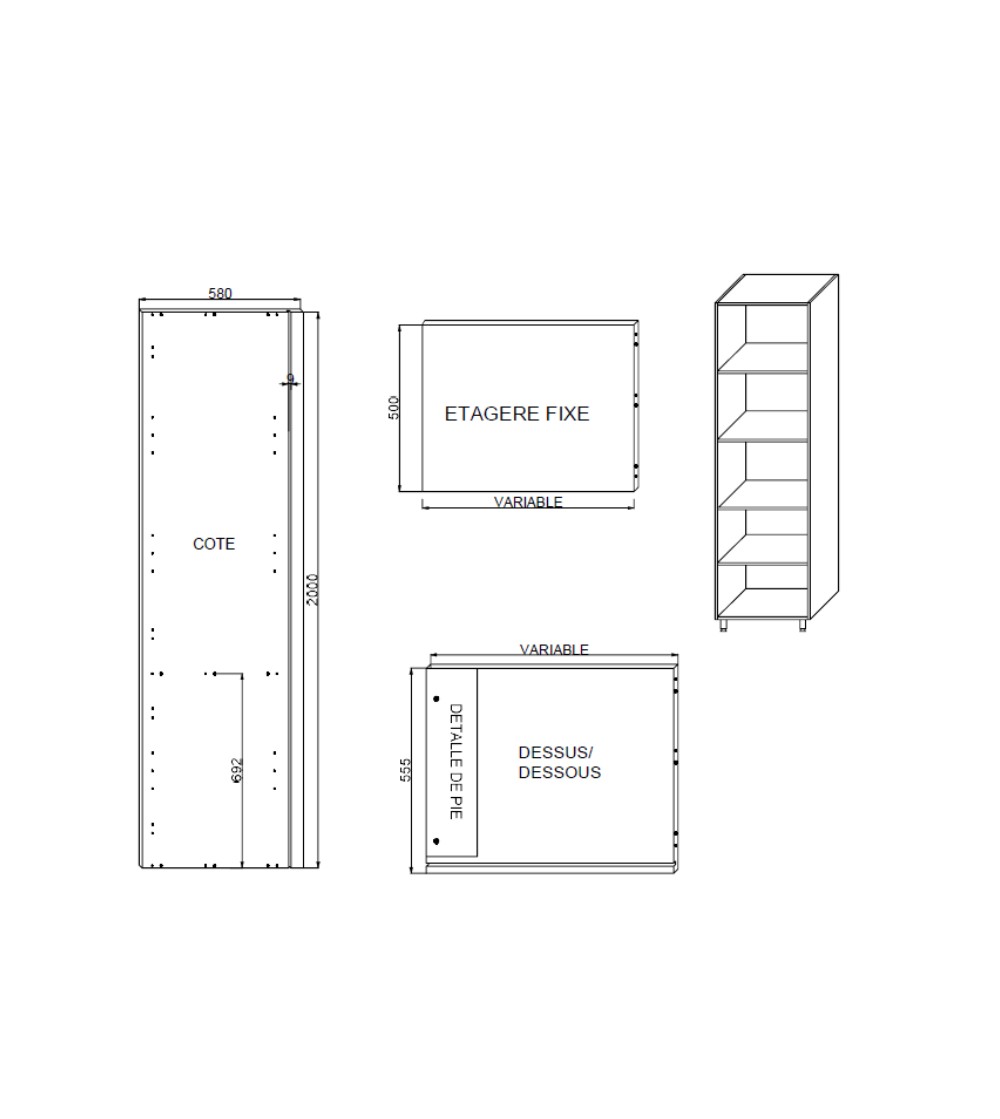Kit Módulo Cocina Columna Despensero Alt. 200 cm Blanco | AndaserStore OFERTA